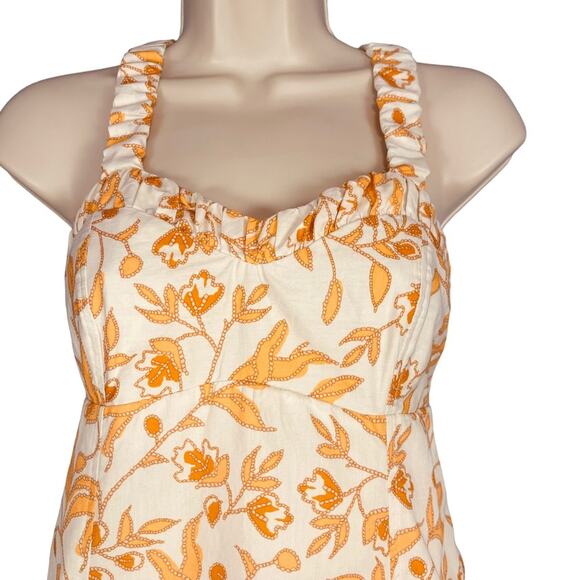 Anthropologie Maeve Sweetheart Orange White Floral Sleeveless Mini Dress X-Small - Picture 10 of 13